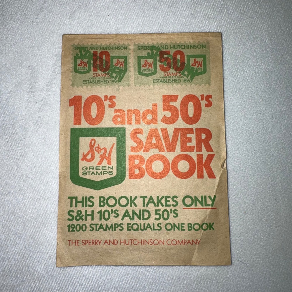Vintage Sperry and‎ Hutchinson S&H Green Stamps 10s & 50s Saver Book Collectible